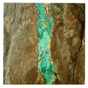 Carreau En Céramique Veine naturelle de turquoise dans la pierre brune