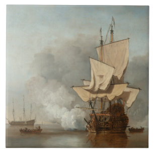 Carreau En Céramique Velde de paysage marin de beaux-arts