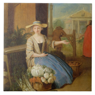 Carreau En Céramique Vendeur végétal, jardin de Covent, c.1726 (huile