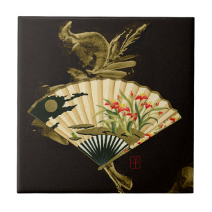 Carreau En Céramique Ventilateur oriental criblé au design floral