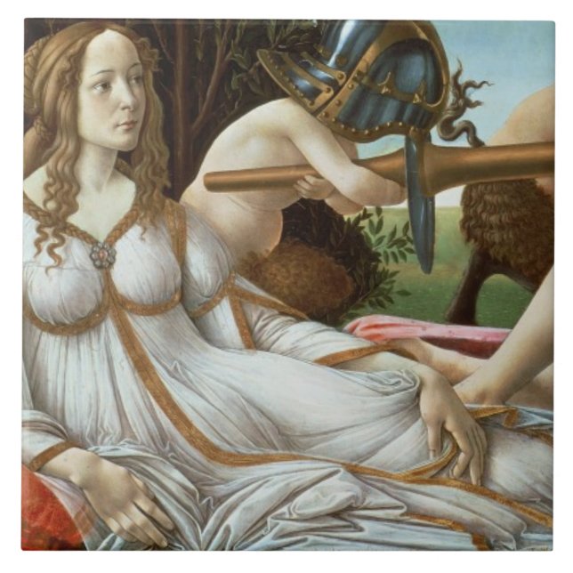 Carreau En Céramique Vénus et Mars, c.1485 (tempera et huile) (Devant)