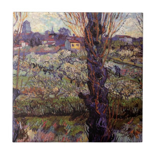 Carreau En Céramique Verger en fleurs, Arles de Vincent van Gogh