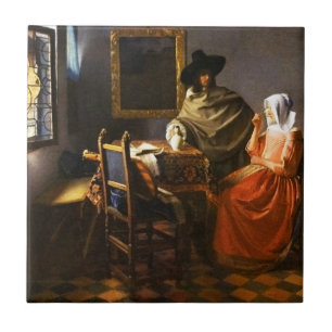 Carreau En Céramique Vermeer le verre de la tuile de vin