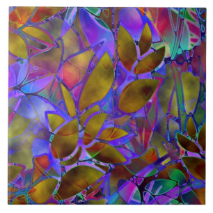 Carreau En Céramique Verre souillé d'abrégé sur floral tuile