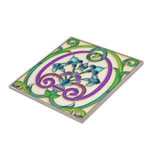 Carreau En Céramique Verre souillé de Fleur de Lys d'art déco