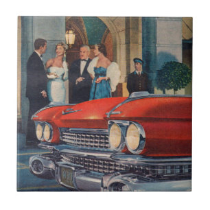 Carreau En Céramique vers 1960 calandre cadillac rouge