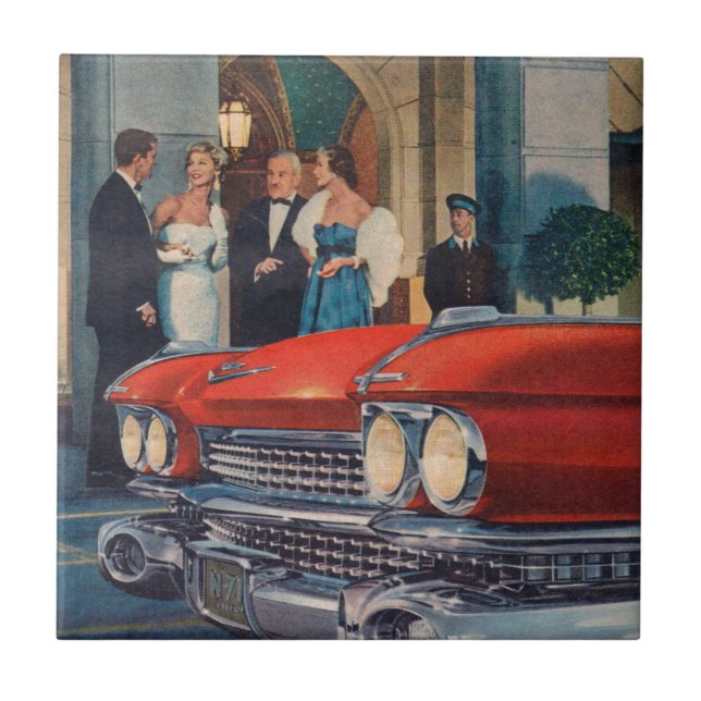 Carreau En Céramique vers 1960 calandre cadillac rouge (Devant)