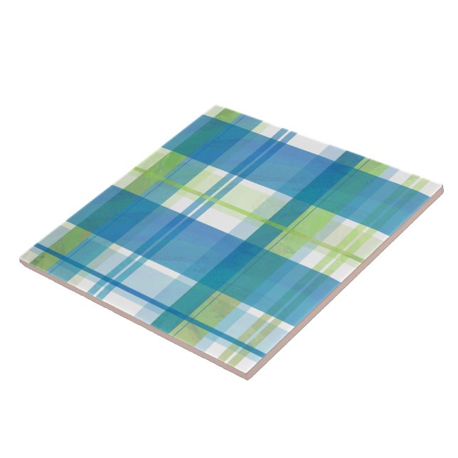 Carreau En Céramique Vert et bleu de plaid de Madras (Côté)