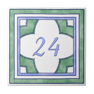 Carreau En Céramique Vert et grand numéro de maison bleu-clair