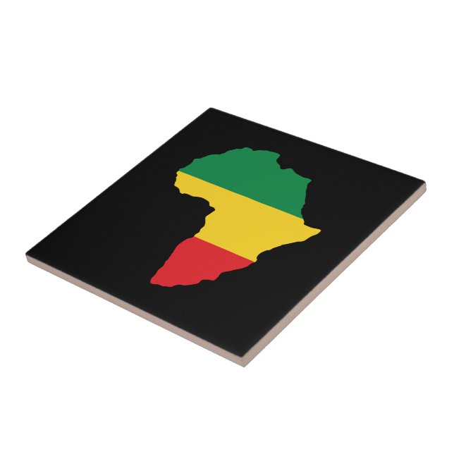 Carreau En Céramique Vert, or et drapeau rouge de l'Afrique (Côté)