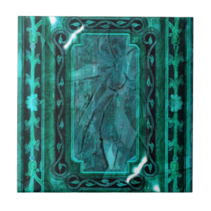 Carreau En Céramique Victorian vintage d'aqua bleu élégant