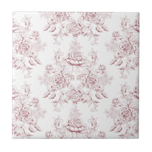 Carreau En Céramique victorien,jaune doux, rose doux, floral, motif,vi