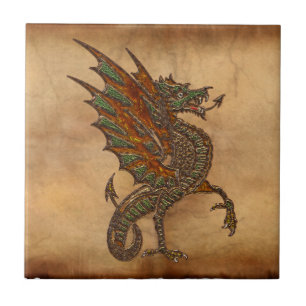 Carreau En Céramique Vieille conception médiévale de dragon du YE