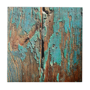 Carreau En Céramique Vieille peinture bleue sur le bois