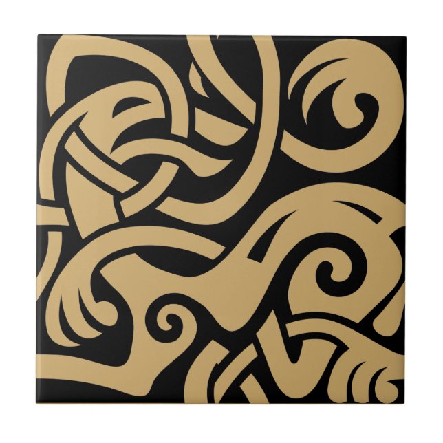 Carreau En Céramique Viking Celtic Intertwining Motif animal (Devant)