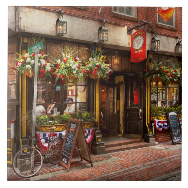 Carreau En Céramique Ville - Boston mA - la taverne de dragon vert (Devant)
