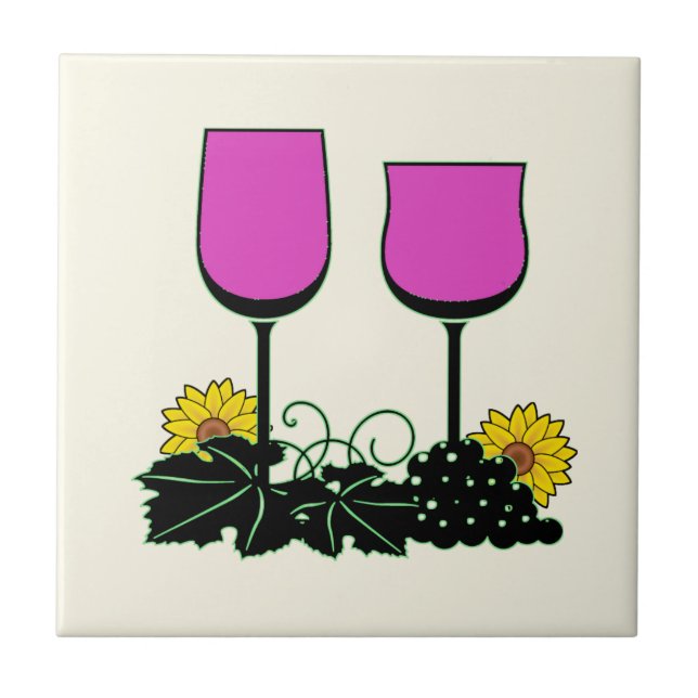 Carreau En Céramique Vin et tournesols (Devant)