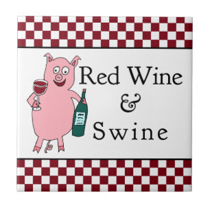 Carreau En Céramique Vin rouge et porcs