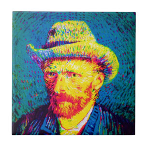 Carreau En Céramique Vincent Van Gogh - Autoportrait Pop Art Avec Casqu