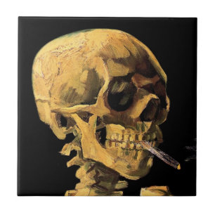 Carreau En Céramique Vincent Van Gogh - Crâne avec cigarette brûlante