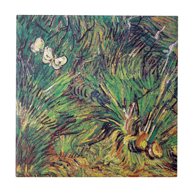 Carreau En Céramique Vincent Van Gogh - Deux papillons blancs Art (Devant)