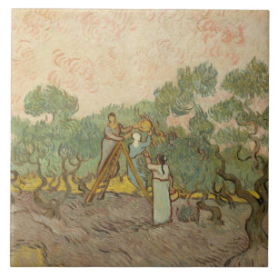 Carreau En Céramique Vincent van Gogh - Femmes cueillette d'olives
