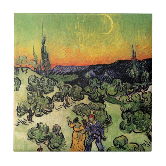 Carreau En Céramique Vincent Van Gogh - Paysage Avec Couple Fine Art (Devant)