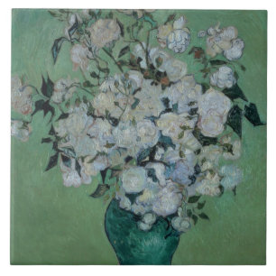Carreau En Céramique Vincent van Gogh   un vase de roses, 1890
