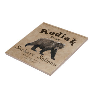 Carreau En Céramique Vintage Étiquette Saumon Kodiak