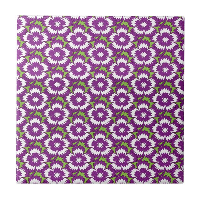 Carreau En Céramique Vintage fleuri violet Dianthus Barbatus motif (Devant)