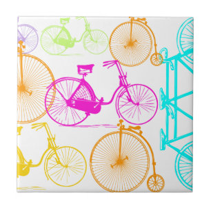 Carreau En Céramique Vintage moderne Vélo couleur brillante Motif néon