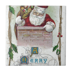 Carreau En Céramique Vintage Noël Père Noël
