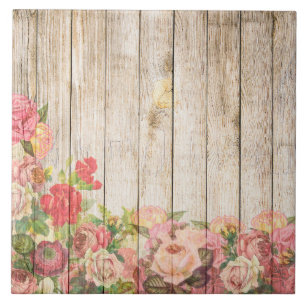 Carreau En Céramique Vintage Russe Romantique Rose Bois