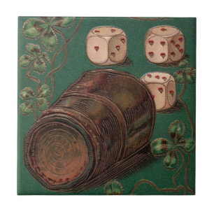 Carreau En Céramique Vintage St. Patrick's Day, Good Luck Irish Dice