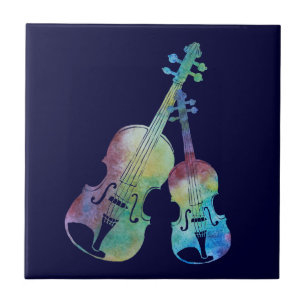 Carreau En Céramique Violon et alto d'arc-en-ciel