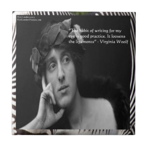 Carreau En Céramique Virginia Woolf W/Zebra Stripes Citation Écriture