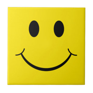Carreau En Céramique Visage Jaune Bonheur Classique des Années 70