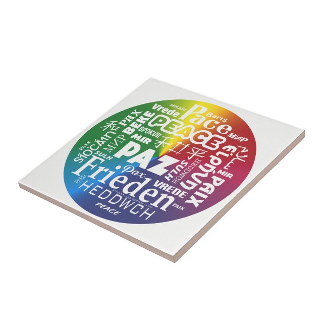 Carreau En Céramique Vitrine en céramique Peace Paz Pax multilingue (Côté)