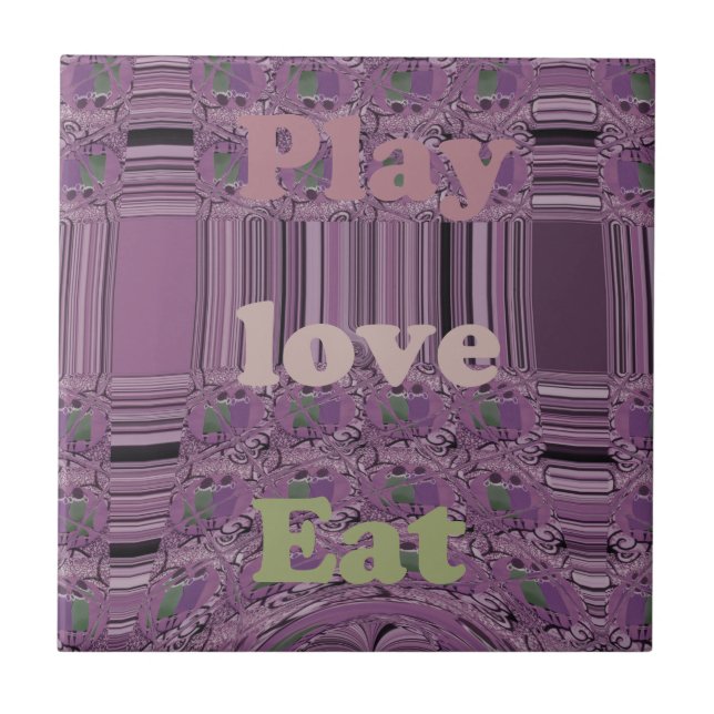 Carreau En Céramique Vivre au maximum : Manger, Amour, Jouer Design (Devant)