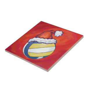 Carreau En Céramique Volley-ball avec Casquette de Noël