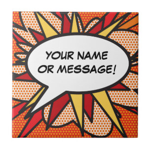 Carreau En Céramique Votre message Voix Bubble Amusant Retro Comique Li