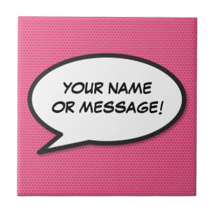 Carreau En Céramique Votre message Voix Bubble Amusant Retro Comique Li