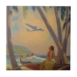 Carreau En Céramique Voyage hawaïen vintage - danseuse de fille d'Hawaï