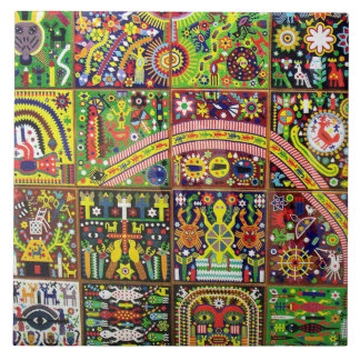 Carreau En Céramique Voyage tribal maya mexicain de Boho d'art d'Oaxaca