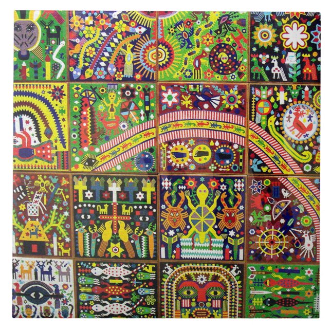 Carreau En Céramique Voyage tribal maya mexicain de Boho d'art d'Oaxaca (Devant)