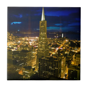 Carreau En Céramique Vue de nuit de San Francisco.