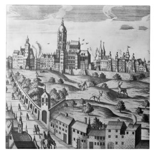 Carreau En Céramique Vue de Prague montrant le palais impérial et