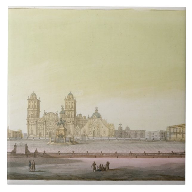 Carreau En Céramique Vue du carré principal à Mexico (l'anglais de (Devant)