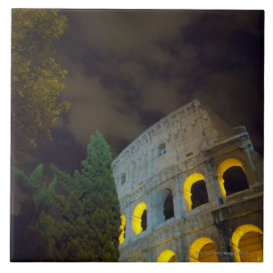 Carreau En Céramique Vue du Coloseum à Rome la nuit