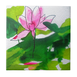 Carreau En Céramique Waterlily abstract watercolour flower art